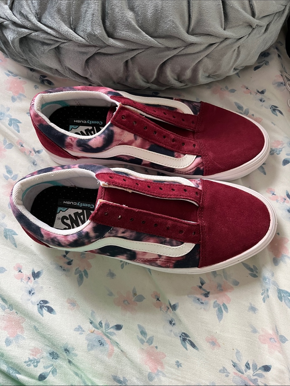 Vans Low Top Sneakers — Burgundy & Pink Tie-Dye